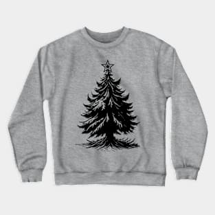 Minimalist Black Christmas Tree with Star on Top Crewneck Sweatshirt